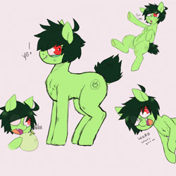 Size: 2000x2000 | Tagged: safe, artist:mclovin, oc, oc only, oc:topsy, pony, doodle, female, food, happy, high res, looking at you, mare, melon, short mane, short tail, solo, stitches, tail