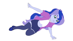 Size: 3380x1900 | Tagged: safe, artist:gmaplay, princess luna, vice principal luna, human, equestria girls, g4, breasts, busty princess luna, clothes, female, jumping, microskirt, miniskirt, simple background, skirt, socks, solo, thigh highs, thigh socks, transparent background