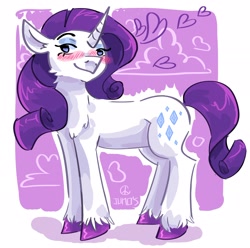 Size: 2048x2033 | Tagged: safe, artist:dmitrymemovznok, rarity, pony, unicorn, g4, blushing, heart, high res, smiling, smirk, solo