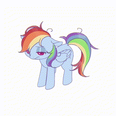Size: 240x240 | Tagged: safe, artist:xiaolin610, rainbow dash, pegasus, pony, animated, behaving like a cat, cute, dashabetes, dishevelled, female, folded wings, lying down, mare, messy mane, open mouth, prone, simple background, sleeping, solo, spread wings, stretching, tail, tail wag, tired, white background, wings, yawn