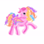 Size: 4096x4096 | Tagged: safe, artist:noriko, oc, oc only, pegasus, pony, unicorn, g1, blue eyes, bow, curly mane, curly tail, female, heart, heart mark, looking at you, mare, ponysona, rainbow curl pony, simple background, smiling, tail, tail bow, white background