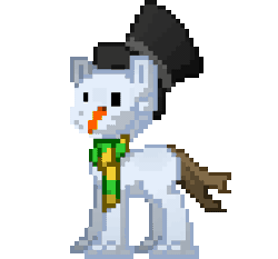 Size: 600x560 | Tagged: safe, artist:omegacannon animations, pony, pony town, animated, clothes, gif, hat, loop, melting, pixel art, scarf, simple background, snow, snowpony, solo, top hat, transparent background