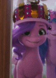 Size: 224x308 | Tagged: safe, screencap, izzy moonbow, pipp petals, pegasus, pony, unicorn, g5, my little pony: make your mark, my little pony: make your mark chapter 3, winter wishday, spoiler:g5, spoiler:winter wishday, adorapipp, animated, cute, female, gif, mare, shivering, solo focus