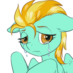 Size: 2894x2894 | Tagged: safe, artist:kovoranu, lightning dust, pegasus, pony, g4, crying, cute, floppy ears, high res, simple background, solo, white background