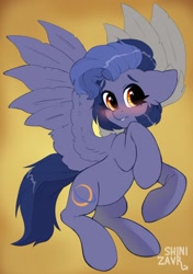 Size: 1388x1971 | Tagged: safe, artist:shinizavr, oc, oc:phantom (estories), pegasus, pony, blushing, female, mare, rule 63, solo