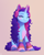 Size: 2000x2500 | Tagged: safe, artist:luminousdazzle, misty, pony, unicorn, g5, spoiler:g5, accessories, alternate design, alternate hairstyle, bracelet, chest fluff, eyes closed, eyeshadow, face paint, female, freckles, gradient hooves, headphones, high res, jewelry, makeup, mare, orange background, simple background, sitting, smiling, solo, three quarter view, unshorn fetlocks, wavy mane