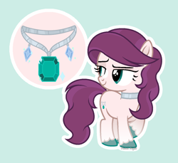 Size: 1134x1039 | Tagged: safe, artist:pastelnightyt, oc, oc:perfect emerald, earth pony, pony, base used, choker, coat markings, colored hooves, facial markings, female, filly, foal, gradient legs, jewelry, lidded eyes, looking back, necklace, offspring, parent:diamond tiara, parent:pipsqueak, raised hoof, star (coat marking), teal eyes