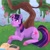 Size: 2048x2033 | Tagged: safe, artist:dmitrymemovznok, twilight sparkle, pony, unicorn, g4, book, freckles, high res, lying down, solo, tree, unicorn twilight