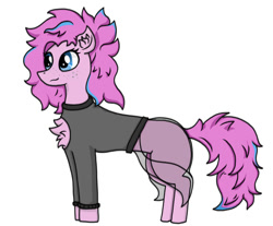 Size: 1002x828 | Tagged: safe, artist:nismorose, oc, oc only, oc:materlia harvest, earth pony, pony, chest fluff, clothes, concave belly, ear fluff, earth pony oc, eyelashes, female, freckles, mare, messy mane, messy tail, see-through, simple background, solo, tail, two toned mane, two toned tail, white background, youtube link, youtuber