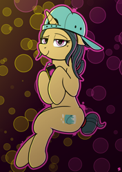 Size: 2480x3508 | Tagged: safe, artist:sefastpone, fresh coat, pony, unicorn, g4, female, hat, high res, looking at you, mare, spray paint