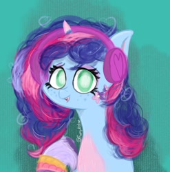 Size: 1190x1204 | Tagged: safe, artist:funnyk16, misty brightdawn, pony, unicorn, g5, alternate hairstyle, bracelet, jewelry, looking at you, open mouth, solo