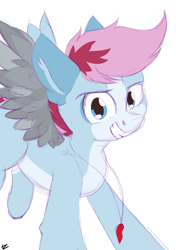 Size: 1800x2560 | Tagged: safe, artist:tz055, oc, oc only, oc:hleb, original species, pegasus, pony, simple background, solo, white background