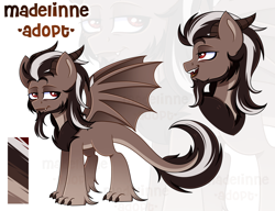 Size: 2500x1917 | Tagged: safe, artist:madelinne, oc, oc only, dracony, dragon, hybrid, adoptable, adoptable open, bat wings, claws, red eyes, solo, wings, zoom layer
