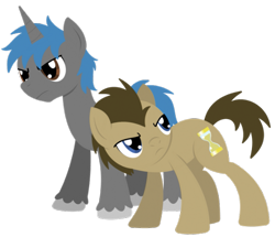 Size: 713x614 | Tagged: safe, artist:cuttycommando, doctor whooves, time turner, oc, earth pony, pony, unicorn, g4, horn, simple background, transparent background, unicorn oc, unshorn fetlocks