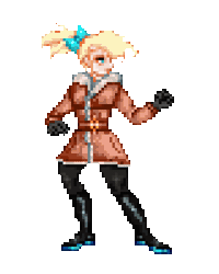 Size: 800x1000 | Tagged: safe, artist:menalia, velvet (tfh), human, them's fightin' herds, animated, boots, clothes, coat, community related, female, gif, gloves, humanized, pants, pixel art, ponytail, ribbon, shoes, simple background, solo, stockings, street fighter, style emulation, thigh highs, transparent background