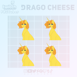 Size: 1636x1636 | Tagged: safe, artist:sparkie45, oc, oc:drago cheese, pony, unicorn, commission, horn, pngtuber, solo, twitch, unicorn oc