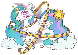Size: 5890x4132 | Tagged: safe, artist:cutepencilcase, princess celestia, alicorn, angel, pony, g4, be not afraid, biblically accurate angels, female, floating horn, halo, hoof polish, horn, leg fluff, mare, multiple eyes, multiple horns, multiple wings, simple background, solo, transparent background, wing ears, winged hooves, wings