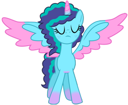 Size: 4955x4069 | Tagged: safe, artist:ejlightning007arts, misty brightdawn, alicorn, pony, g4, g5, my little pony: make your mark, my little pony: tell your tale, alicornified, coat markings, eyes closed, female, mare, mistycorn, race swap, simple background, socks (coat markings), solo, species swap, transformation, transparent background, vector