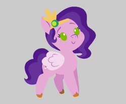 Size: 1569x1296 | Tagged: safe, artist:allisonpopick, part of a set, pipp petals, pegasus, pony, g5, adorapipp, chibi, cute, female, gray background, jewelry, mare, simple background, smiling, solo, tiara