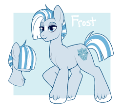 Size: 752x678 | Tagged: safe, artist:lulubell, oc, oc only, oc:frost, earth pony, pony, bust, male, reference sheet, solo