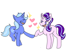 Size: 1024x768 | Tagged: safe, artist:too-many-tribblez, starlight glimmer, trixie, g4, female, heart, lesbian, ship:startrix, shipping, simple background, transparent background