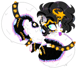 Size: 2701x2479 | Tagged: safe, artist:kb-gamerartist, artist:twittershy, oc, oc only, cat, cat pony, earth pony, original species, pony, :p, anklet, base used, choker, ear piercing, earring, female, heterochromia, high res, jewelry, lip piercing, mare, markings, nose piercing, nose ring, piercing, simple background, solo, spiked anklet, spiked wristband, tongue out, tongue piercing, transparent background, unshorn fetlocks, wristband