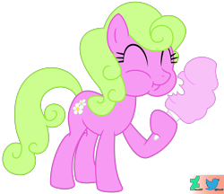 Size: 5500x4741 | Tagged: safe, artist:kuren247, daisy, flower wishes, earth pony, pony, g4, ^^, background pony, chewing, cotton candy, cute, daisybetes, eating, eyes closed, female, food, holding, mare, puffy cheeks, show accurate, simple background, solo, transparent background, vector