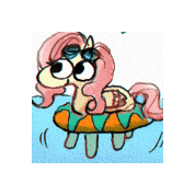 Size: 178x178 | Tagged: safe, artist:punkittdev, fluttershy, pegasus, pony, g4, animated, female, flip, floaty, gif, goggles, goggles on head, happy, horsecomix, inner tube, mare, pool toy, rotating, simple background, smiling, solo, swimming, transparent background, water