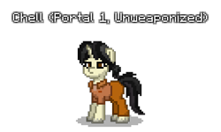 Size: 512x308 | Tagged: safe, artist:dematrix, pony, unicorn, pony town, chell, female, mare, ponified, portal (valve), simple background, transparent background