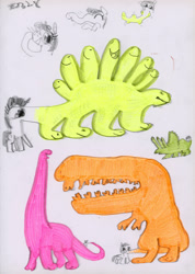 Size: 2852x4000 | Tagged: safe, artist:ja0822ck, dinosaur, cyriak, not salmon, snoot, traditional art, wat