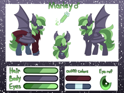 Size: 8000x6000 | Tagged: safe, artist:crazysketch101, oc, oc only, oc:marley, bat pony, pony, chest fluff, clothes, commission, hoodie, reference sheet, solo