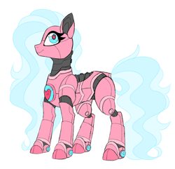 Size: 3652x3525 | Tagged: safe, artist:crazysketch101, oc, oc only, oc:pixel, earth pony, pony, robot, robot pony, heart, heart eyes, high res, simple background, solo, white background, wingding eyes