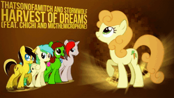 Size: 1920x1080 | Tagged: safe, artist:emkay-mlp, artist:kna, carrot top, golden harvest, oc, oc:chichi, oc:mic the microphone, oc:stormwolf, oc:thatsonofamitch, bird, earth pony, pegasus, pony, unicorn, g4, 2013, absurd file size, animated, artifact, background pony, brony music, downloadable, downloadable content, female, link in description, looking up, lyrics in the description, male, mare, music, nostalgia, old art, raised hoof, sound, stallion, video, waveform, webm, youtube, youtube link, youtube video