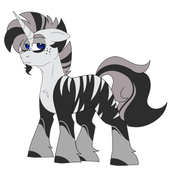 Size: 3882x3908 | Tagged: safe, artist:crazysketch101, oc, oc only, oc:astro, pony, unicorn, zebra, zebracorn, facial hair, freckles, goatee, high res, simple background, solo, transparent background