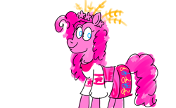 Size: 5200x3200 | Tagged: safe, artist:horsesplease, pinkie pie, earth pony, pony, g4, cherry blossoms, clothes, doodle, dress, floral head wreath, flower, flower blossom, flower in hair, food, pink, sakura pie, simple background, solo, ukraine, ukrainian, vyshyvanka, wheat, white background