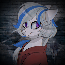 Size: 2160x2160 | Tagged: artist needed, safe, oc, oc only, oc:yvonne.k waverhoof, earth pony, pony, clothes, female, high res, hoodie, mare, nose wrinkle, solo