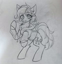 Size: 2478x2517 | Tagged: artist needed, source needed, safe, oc, oc only, oc:yvonne.k waverhoof, earth pony, pony, clothes, female, high res, hoodie, sketch, solo, traditional art