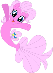 Size: 423x588 | Tagged: safe, artist:selenaede, artist:the smiling pony, artist:user15432, pinkie pie, pinkie pie (g3), earth pony, pony, sea pony, seapony (g4), g3, g4, my little pony: the movie, base used, fins, g3 to g4, generation leap, looking at you, open mouth, seaponified, seapony pinkie pie, simple background, smiling, solo, species swap, white background