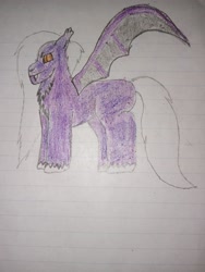 Size: 3120x4160 | Tagged: safe, artist:volk204, bat pony, lined paper, solo, traditional art