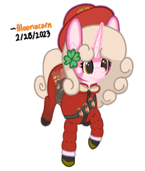 Size: 571x678 | Tagged: safe, artist:bloonacorn, oc, oc only, oc:bloona blazes, pony, unicorn, /mlp/ tf2 general, horn, simple background, solo, team fortress 2, transparent background, unicorn oc