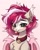 Size: 2800x3500 | Tagged: safe, artist:konejo, oc, oc only, bat pony, pony, :p, bell, bell collar, blushing, collar, ears, green eyes, high res, looking at you, mane, pink background, simple background, solo, spread wings, tongue out, wings