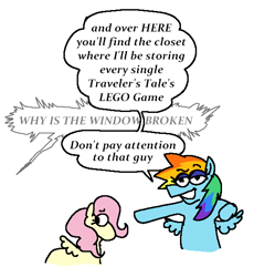 Size: 532x579 | Tagged: safe, artist:punkittdev, fluttershy, rainbow dash, pegasus, pony, g4, dialogue, duo, female, lidded eyes, mare, offscreen character, simple background, speech bubble, white background