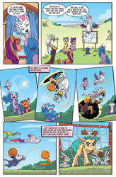 Size: 594x908 | Tagged: safe, idw, official comic, discord, hitch trailblazer, izzy moonbow, pipp petals, reginald fursome, sunny starscout, zipp storm, draconequus, earth pony, pegasus, pony, unicorn, g5, spoiler:g5comic, spoiler:g5comic10, butt, comic, mane five, mane stripe sunny, new hairstyle, old man discord, plot