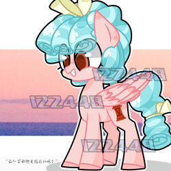 Size: 1080x1080 | Tagged: safe, artist:汐月不是咸鱼qaq, cozy glow, pegasus, pony, g4, chinese, female, filly, foal, freckles, grin, obtrusive watermark, smiling, solo, text, watermark