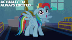 Size: 2000x1125 | Tagged: safe, edit, edited screencap, editor:quoterific, screencap, rainbow dash, pegasus, pony, g4, newbie dash, dynamic dash, imitation, solo