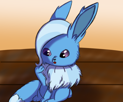 Size: 1800x1500 | Tagged: safe, artist:php176, derpibooru exclusive, trixie, eevee, g4, chest fluff, cute, ear fluff, female, fluffy, looking at self, missing horn, pokefied, pokémon, purple eyes, raised paw, random, shading, shocked, sitting, solo, species swap