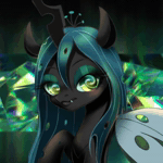 Size: 460x460 | Tagged: safe, artist:mdwines, queen chrysalis, changeling, changeling queen, pony, g4, animated, bust, hypno eyes, hypnosis, portrait, solo, webm
