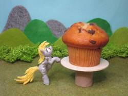 Size: 2048x1536 | Tagged: safe, alternate version, artist:malte279, part of a set, derpy hooves, pony, g4, 3d print, 3d printing pen, craft, cute, derpabetes, food, irl, muffin, photo, sculpture, solo, that pony sure does love muffins