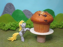 Size: 2048x1536 | Tagged: safe, alternate version, artist:malte279, part of a set, derpy hooves, pony, g4, 3d print, 3d printing pen, craft, cute, derpabetes, food, irl, muffin, photo, sculpture, solo, that pony sure does love muffins