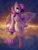 Size: 3112x4096 | Tagged: safe, artist:ravistdash, fluttershy, pegasus, semi-anthro, g4, arm hooves, belly, belly button, bipedal, chest fluff, cloud, ear fluff, female, high res, leg fluff, mare, sitting, smiling, solo, spread wings, sunset, underhoof, wallpaper, wing fluff, wings
